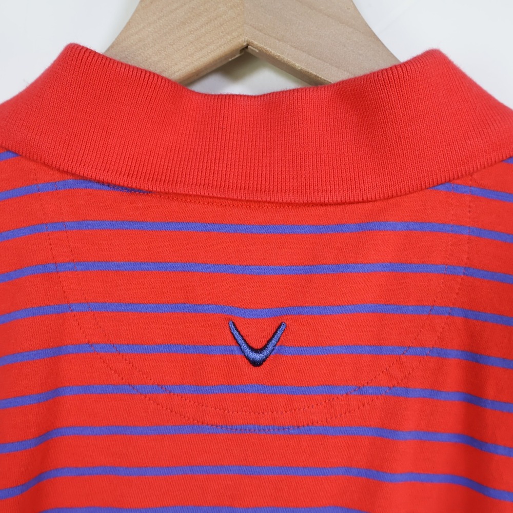 Callaway Golf Sport Polo Shirt Large Striped Red Blue Cotton‎ - Picture 7 of 12